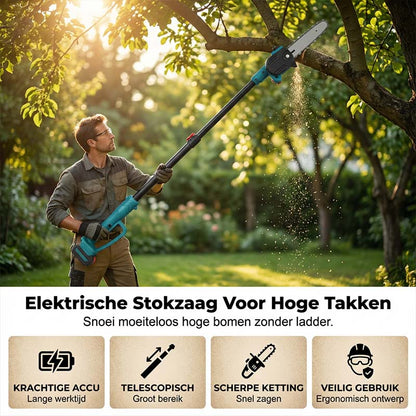 🌞Frisk inn i våren med 48 % rabatt!🔥 2-i-1 teleskopisk batteridrevet stangsag og motorsag | Sikker beskjæring uten stige | 21V batteridrevet