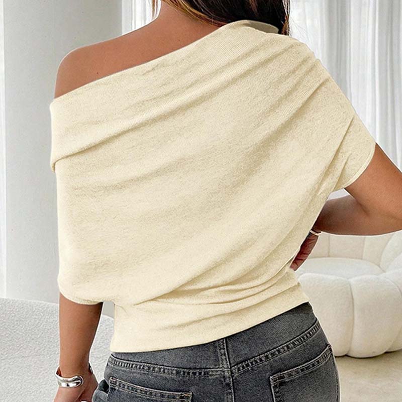 ⏳48 % rabatt i en begrenset periode⏰Asymmetrisk topp med avskårne skuldre og flaggermusermer for damer👚