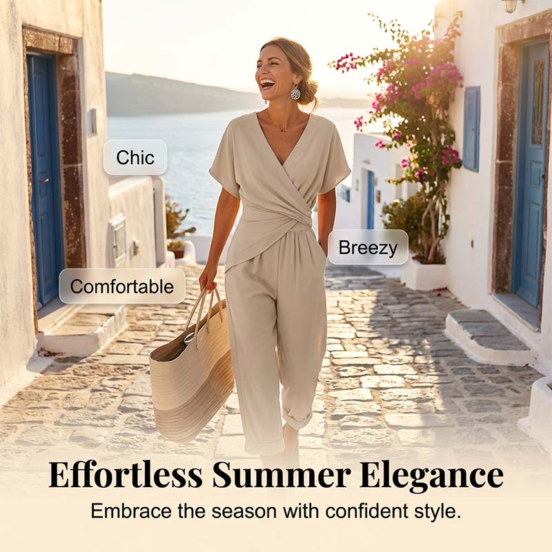 💃 Elegant ensfarget todelt sett – skaper umiddelbart en feminin silhuett!