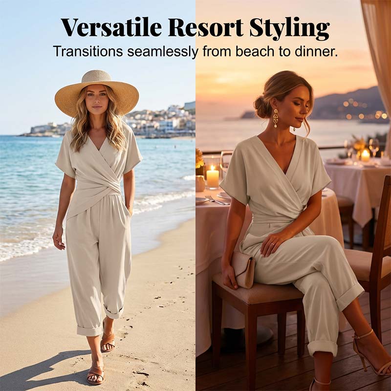 💃 Elegant ensfarget todelt sett – skaper umiddelbart en feminin silhuett!