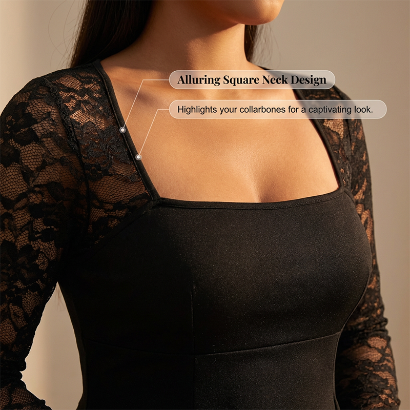 Plus Size A-formet minikjole med blondermer for kvinner