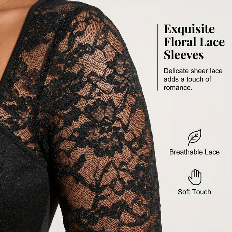 Plus Size A-formet minikjole med blondermer for kvinner