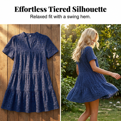 🎨 Tilgjengelig i ni farger! 🌞 Sommerkjole laget av ren bomull med elegant broderi med hullmønster | En kjole du vil bruke hele sommeren