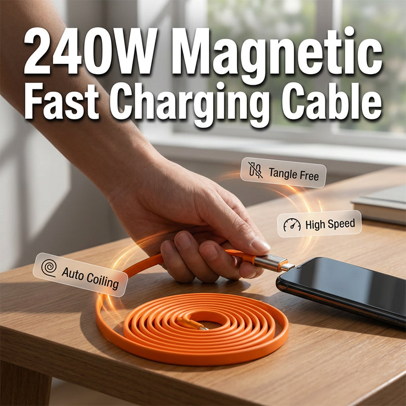240W magnetisk selvopptrekkende type-C-kabel