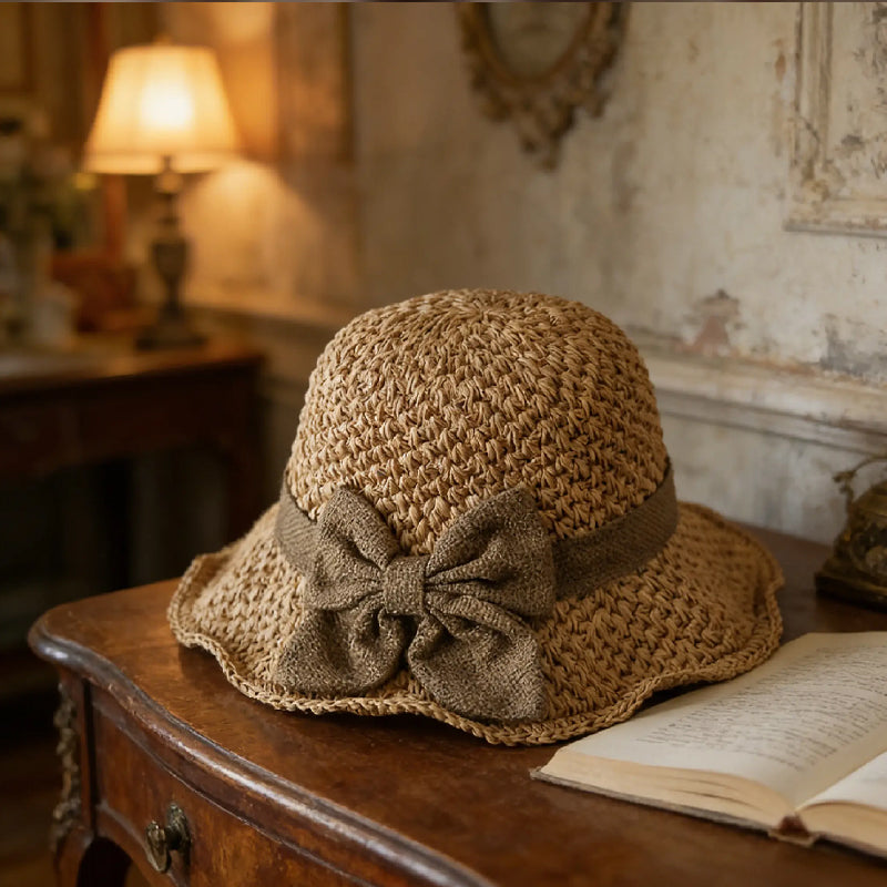 🧢 48 % RABATT NÅ! 🌞 Elegant vevd stråhatt med sløyfe – pustende, sammenleggbar og perfekt for strand og reiser 👒