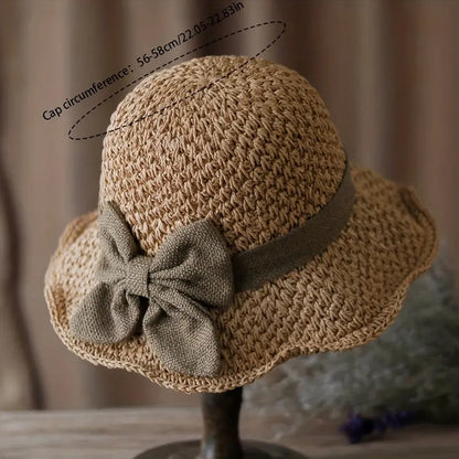 🧢 48 % RABATT NÅ! 🌞 Elegant vevd stråhatt med sløyfe – pustende, sammenleggbar og perfekt for strand og reiser 👒