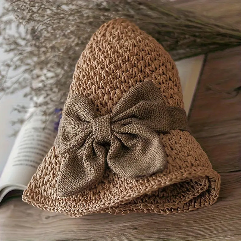🧢 48 % RABATT NÅ! 🌞 Elegant vevd stråhatt med sløyfe – pustende, sammenleggbar og perfekt for strand og reiser 👒