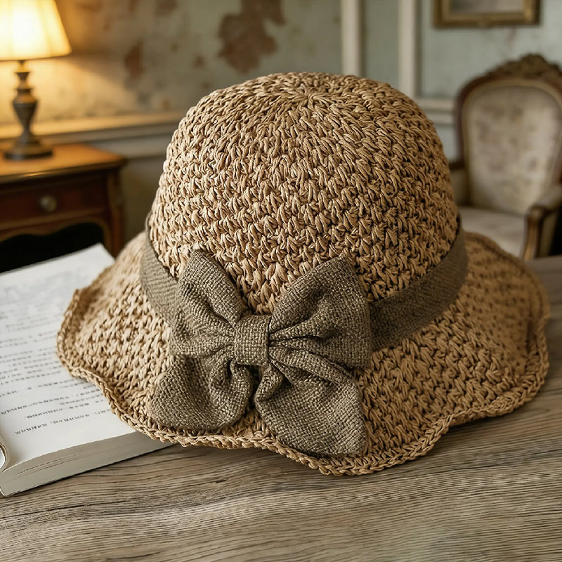🧢 48 % RABATT NÅ! 🌞 Elegant vevd stråhatt med sløyfe – pustende, sammenleggbar og perfekt for strand og reiser 👒