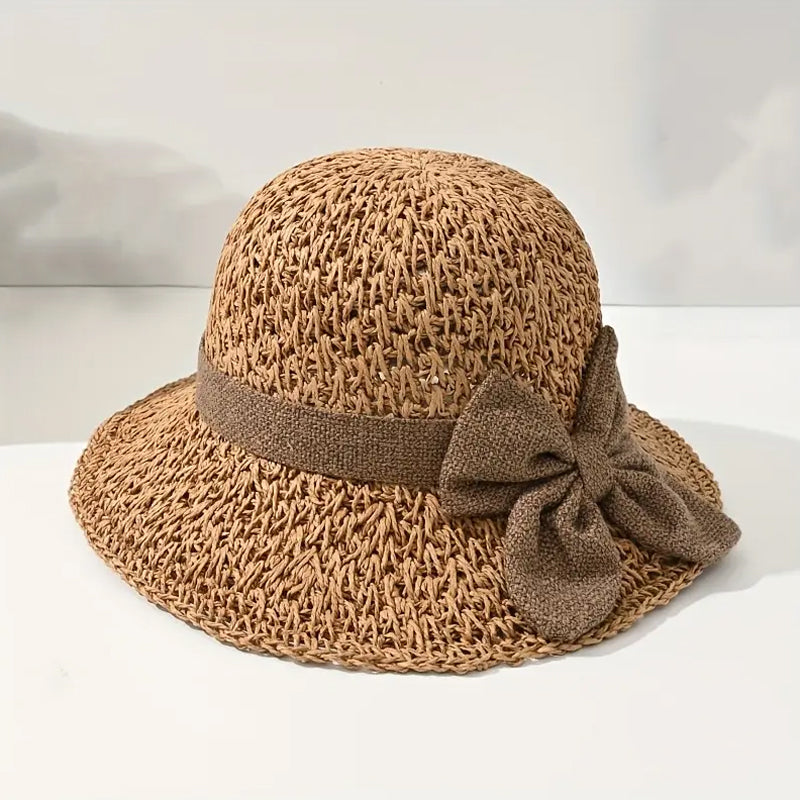 🧢 48 % RABATT NÅ! 🌞 Elegant vevd stråhatt med sløyfe – pustende, sammenleggbar og perfekt for strand og reiser 👒