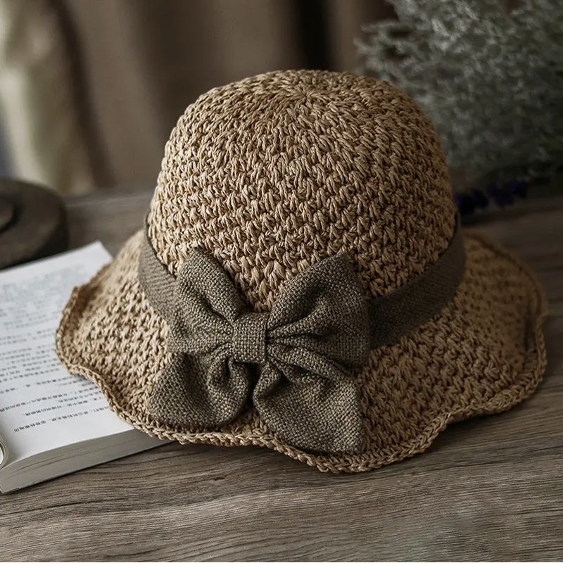 🧢 48 % RABATT NÅ! 🌞 Elegant vevd stråhatt med sløyfe – pustende, sammenleggbar og perfekt for strand og reiser 👒