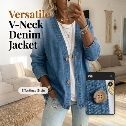 🧥Ny ankomst 48 % RABATT!🍊Klassisk denimjakke med knapper foran til dame