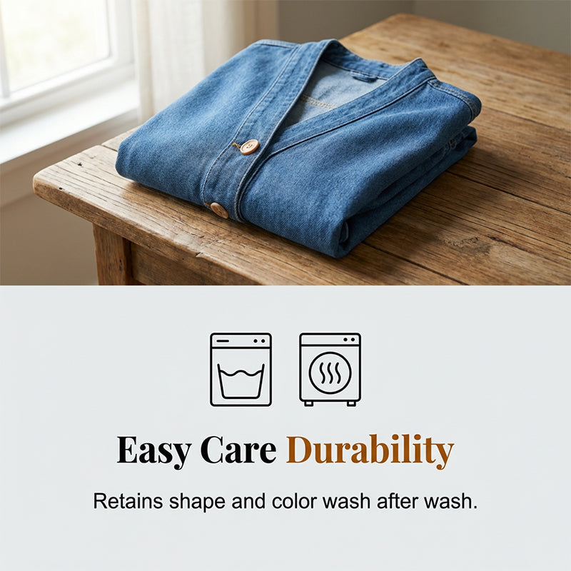 🧥Ny ankomst 48 % RABATT!🍊Klassisk denimjakke med knapper foran til dame