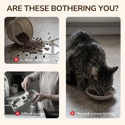 Hevet matskål for hund og katt med 3 skåler - sklisikker og stabil 🐾🥣