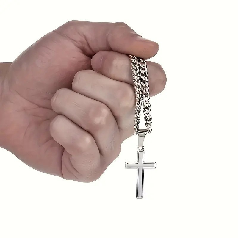 ✝️Halskjede i rustfritt stål for menn – Klassisk symbol, sterkt og varig