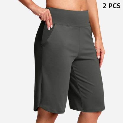 🔥Yogashorts med høy midje og lommer for kvinner – Størrelse