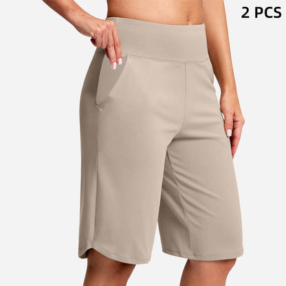 🔥Yogashorts med høy midje og lommer for kvinner – Størrelse