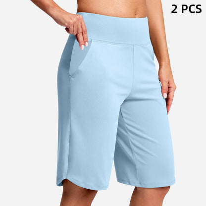 🔥Yogashorts med høy midje og lommer for kvinner – Størrelse