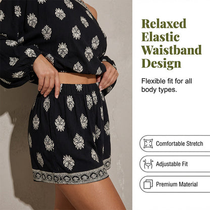💕Begrenset salg 48 % RABATT💕Bohemsk jumpsuit-sett med skulderløs trykk
