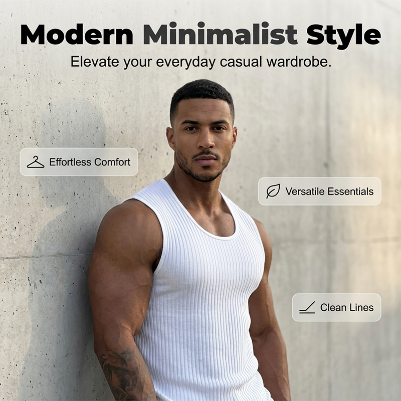 🏆 Spesialpris siste dag kr 209 !!💐2026 Herre ribbestrikket slim fit tanktopp