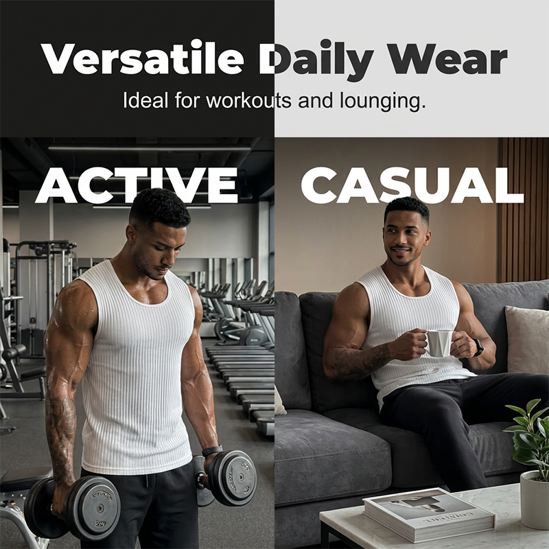 🏆 Spesialpris siste dag kr 209 !!💐2026 Herre ribbestrikket slim fit tanktopp