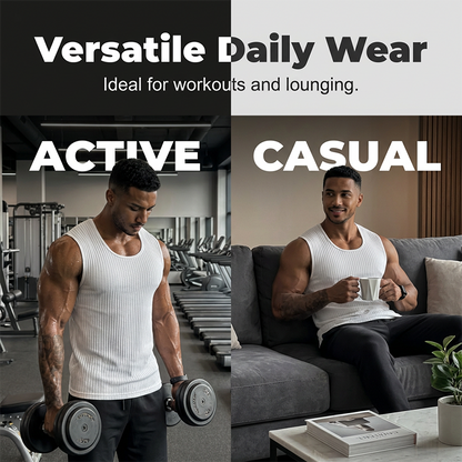 🏆 Spesialpris siste dag kr 209 !!💐2026 Herre ribbestrikket slim fit tanktopp