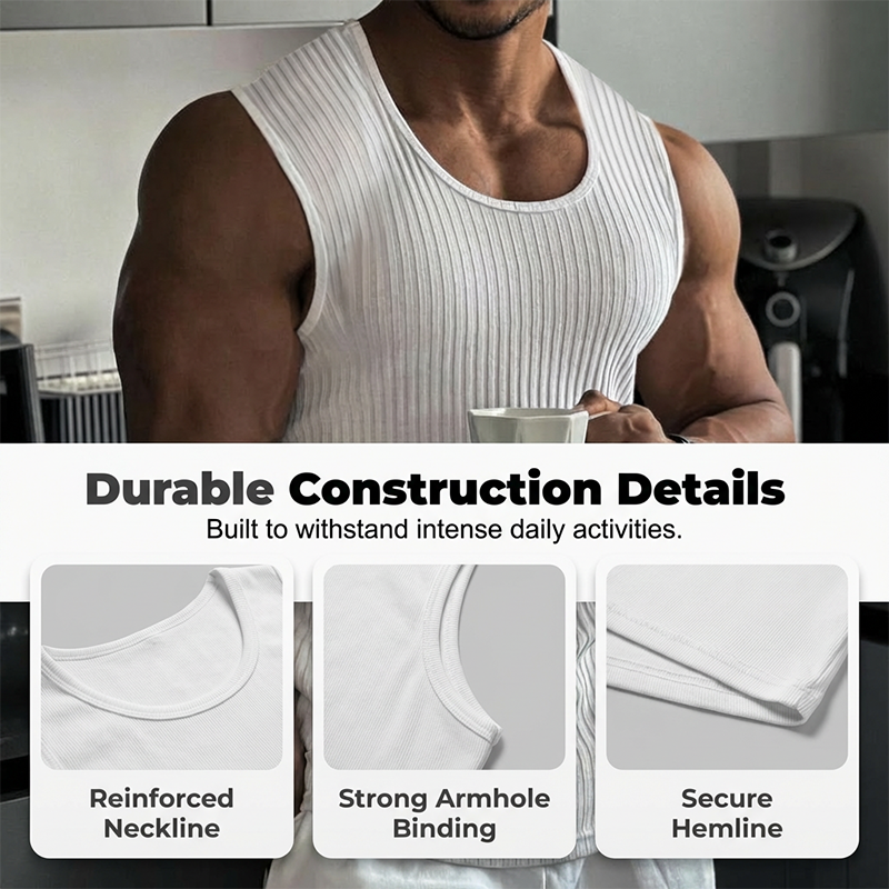🏆 Spesialpris siste dag kr 209 !!💐2026 Herre ribbestrikket slim fit tanktopp