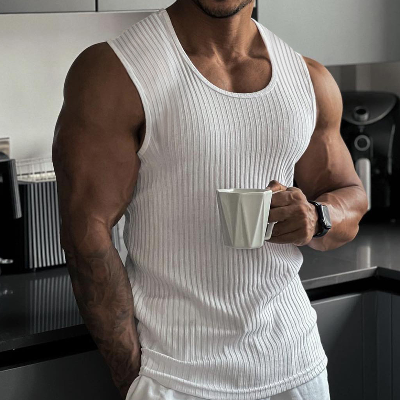 🏆 Spesialpris siste dag kr 209 !!💐2026 Herre ribbestrikket slim fit tanktopp