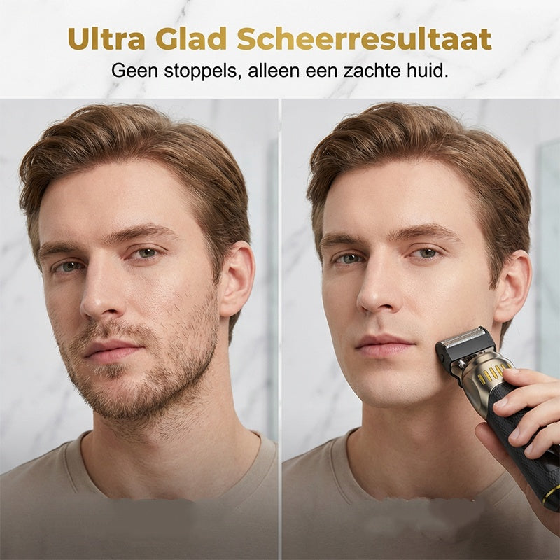 🌞Frisk inn i våren med 48 % rabatt!🧔 Luksuriøst 3-i-1 profesjonelt pleiesett for menn - T-bladstrimmer, foliebarbermaskin og nesetrimmer - Med LED-skjerm og USB-oppladbar