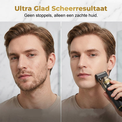 🌞Frisk inn i våren med 48 % rabatt!🧔 Luksuriøst 3-i-1 profesjonelt pleiesett for menn - T-bladstrimmer, foliebarbermaskin og nesetrimmer - Med LED-skjerm og USB-oppladbar
