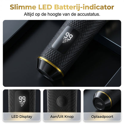 🌞Frisk inn i våren med 48 % rabatt!🧔 Luksuriøst 3-i-1 profesjonelt pleiesett for menn - T-bladstrimmer, foliebarbermaskin og nesetrimmer - Med LED-skjerm og USB-oppladbar