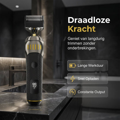 🌞Frisk inn i våren med 48 % rabatt!🧔 Luksuriøst 3-i-1 profesjonelt pleiesett for menn - T-bladstrimmer, foliebarbermaskin og nesetrimmer - Med LED-skjerm og USB-oppladbar