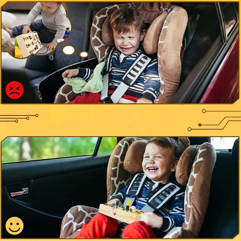 🔆 LED-lys i tre – Sensorisk leke med brytere og knapper, Montessori tidlig læring, beste gave til gutter og jenter fra 1–3 år 🧒