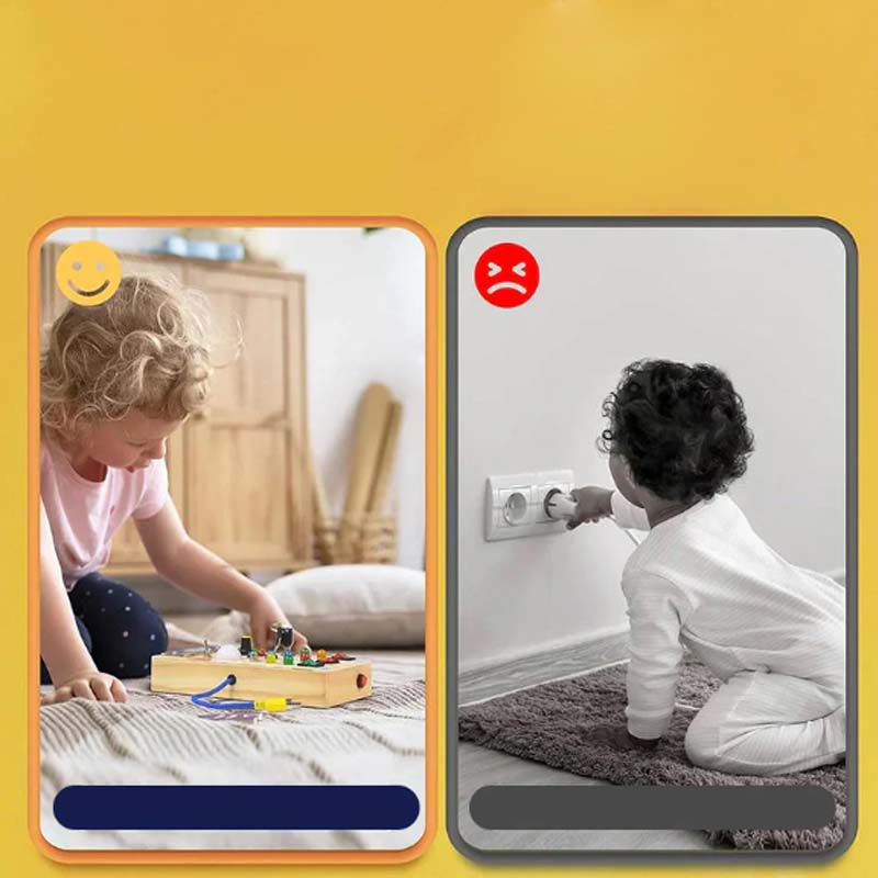 🔆 LED-lys i tre – Sensorisk leke med brytere og knapper, Montessori tidlig læring, beste gave til gutter og jenter fra 1–3 år 🧒