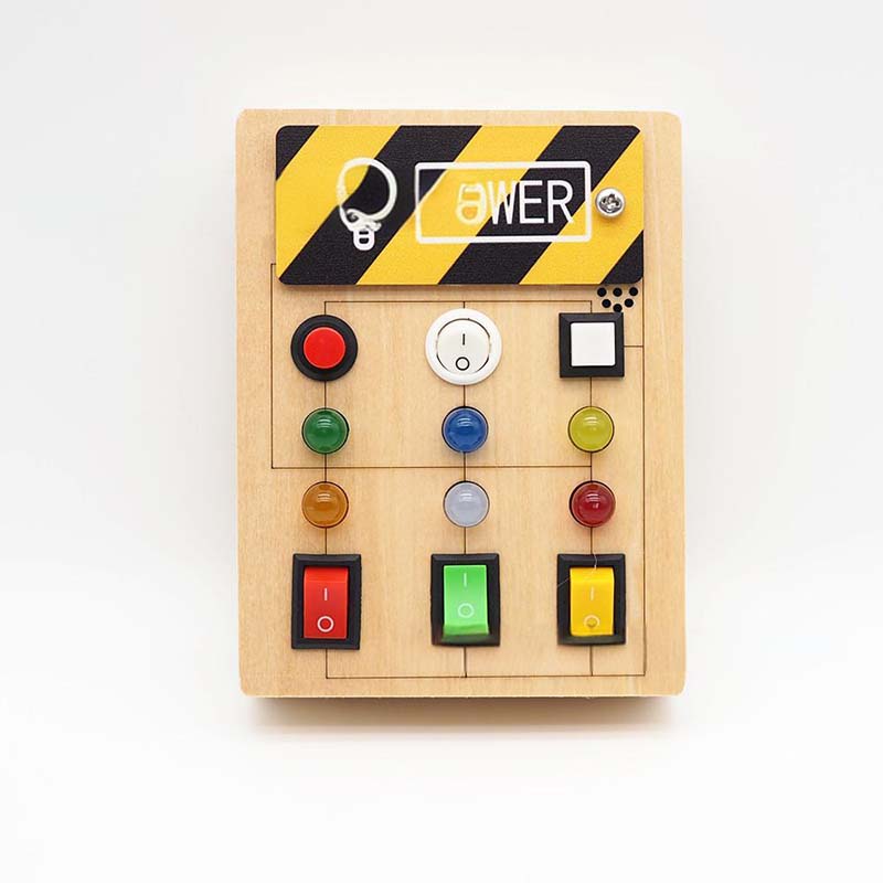 🔆 LED-lys i tre – Sensorisk leke med brytere og knapper, Montessori tidlig læring, beste gave til gutter og jenter fra 1–3 år 🧒