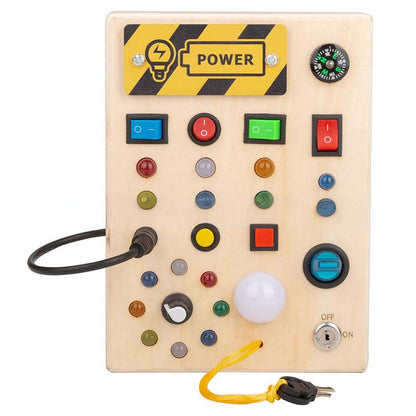🔆 LED-lys i tre – Sensorisk leke med brytere og knapper, Montessori tidlig læring, beste gave til gutter og jenter fra 1–3 år 🧒