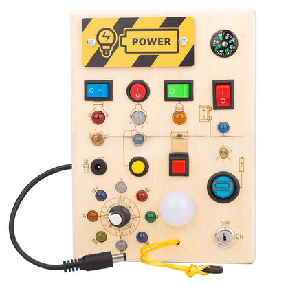 🔆 LED-lys i tre – Sensorisk leke med brytere og knapper, Montessori tidlig læring, beste gave til gutter og jenter fra 1–3 år 🧒