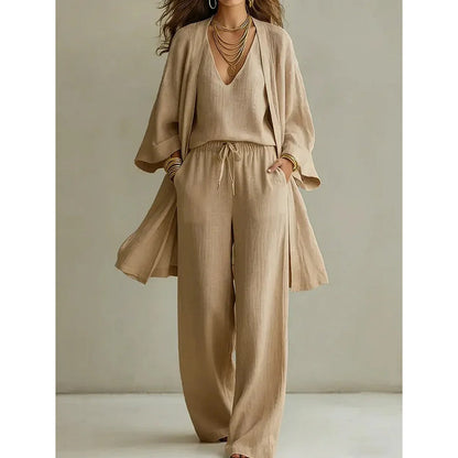 Elegant sett med vide bukser og cardigan