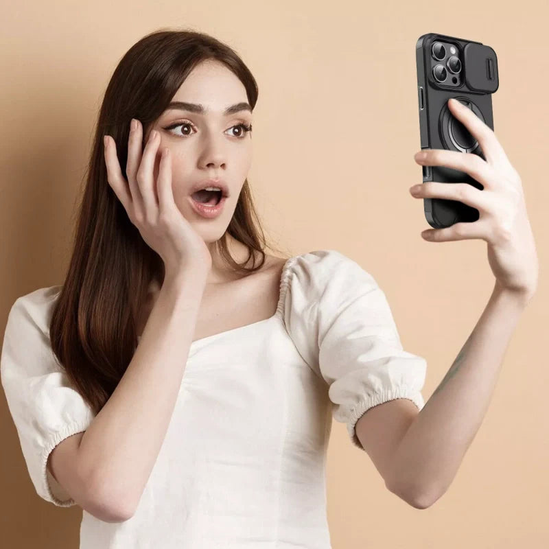 Premium telefondeksel med ringstativ til iPhone