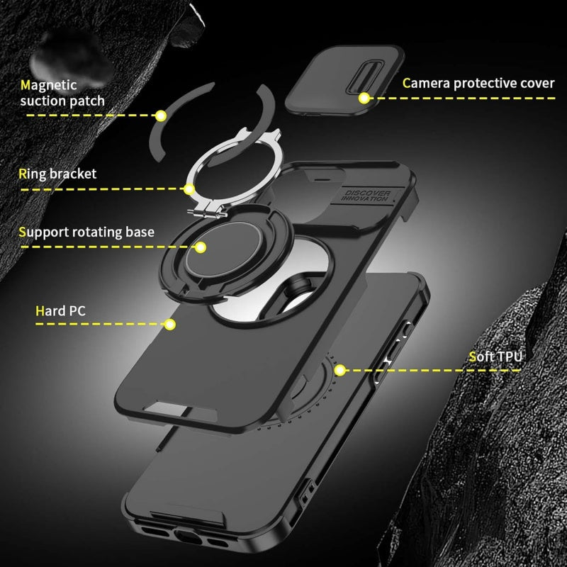 Premium telefondeksel med ringstativ til iPhone