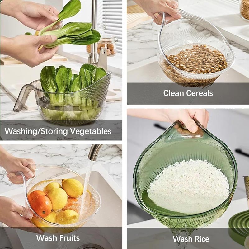 🍚 48 % RABATT! 🥣 Multifunksjonell sil for risvask med håndtak