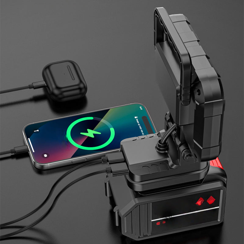 ⏳BEGRENSET TID: 48 % RABATT!💡180° roterbar LED-arbeidslampe – Med dobbel USB-powerbankfunksjon – Robust og trådløs – Universell batterikompatibilitet – For garasje, bygging og camping