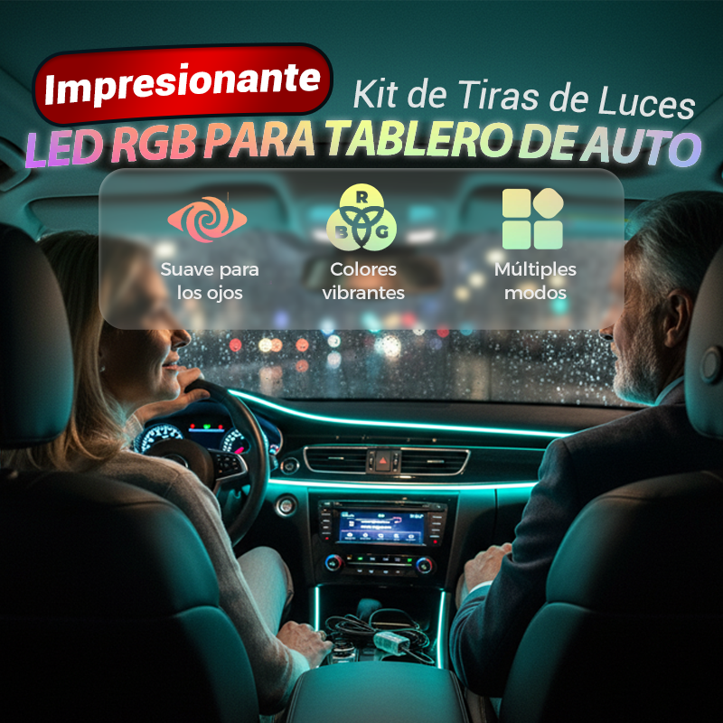 RGB LED-stripelyssett for bildashbord