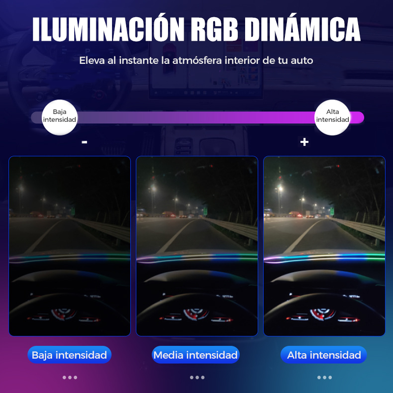 RGB LED-stripelyssett for bildashbord