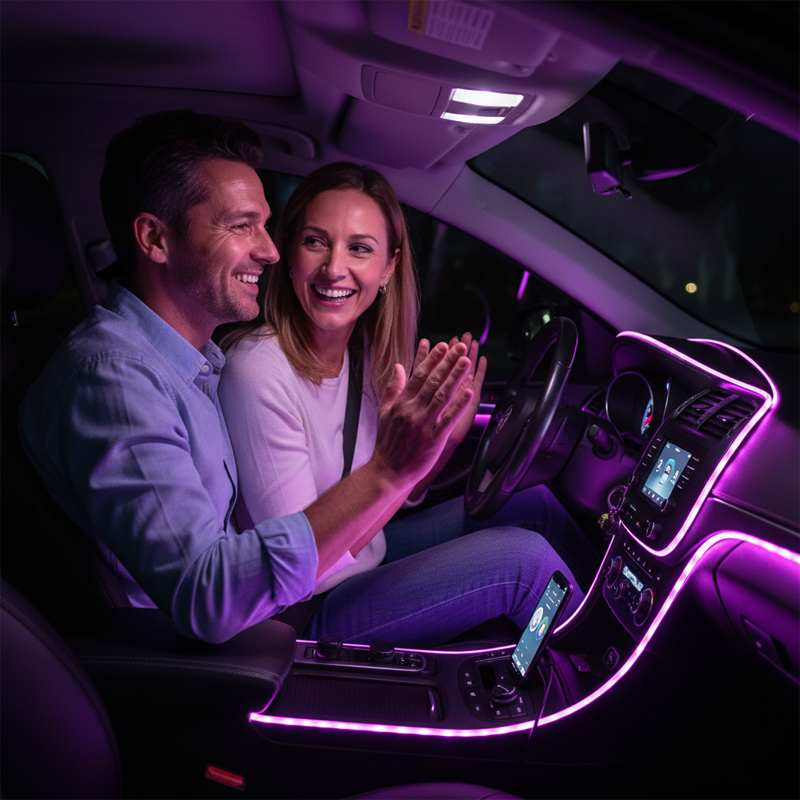 RGB LED-stripelyssett for bildashbord