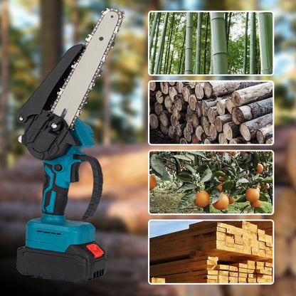 🌲 50% RABATT – Batteridrevet kjedesag – 2580W motor – kutter 30cm tykke stammer – lang batteritid – lett & ergonomisk – sikker & slitesterk – for felling og vedproduksjon
