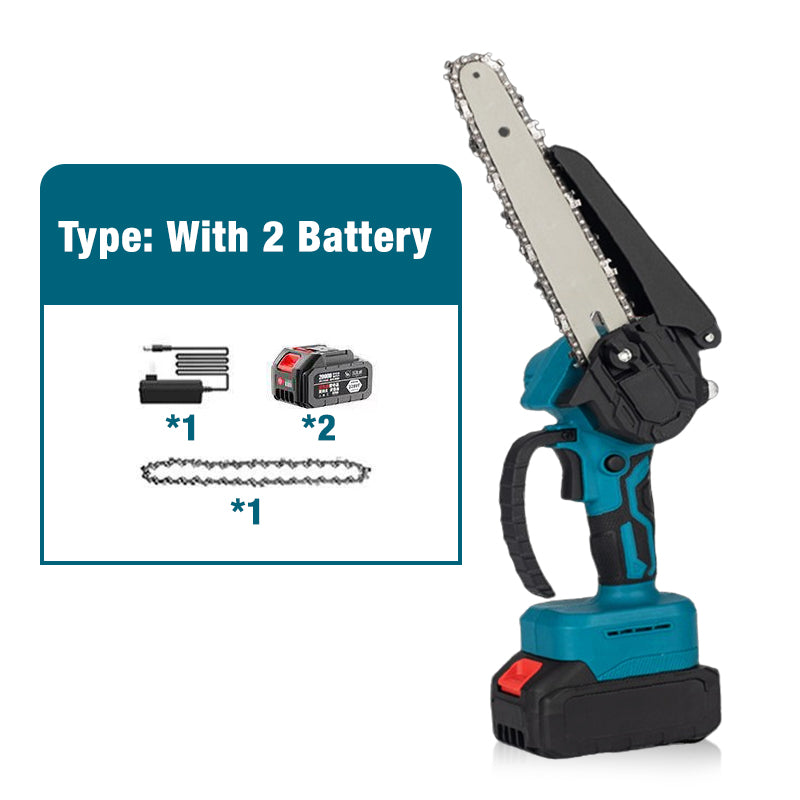 🌲 50% RABATT – Batteridrevet kjedesag – 2580W motor – kutter 30cm tykke stammer – lang batteritid – lett & ergonomisk – sikker & slitesterk – for felling og vedproduksjon