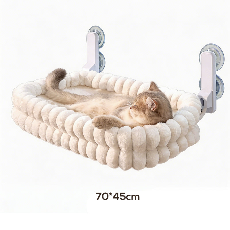 🌞Frisk inn i våren med 48 % rabatt!🐱Sammenleggbar kattehengekøye til vinduet - 18 kg vektkapasitet - Ultramykt plysjtrekk (vaskbart) - Plassbesparende design