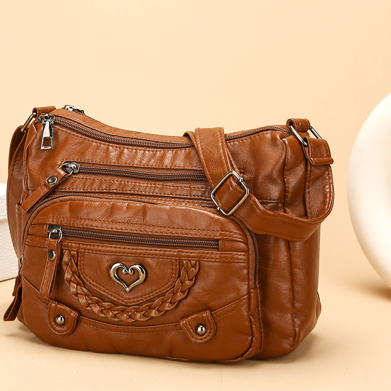 📢📢48 % RABATT!! ⏰Myk crossbody-veske i PU-skinn med flere lommer til dame
