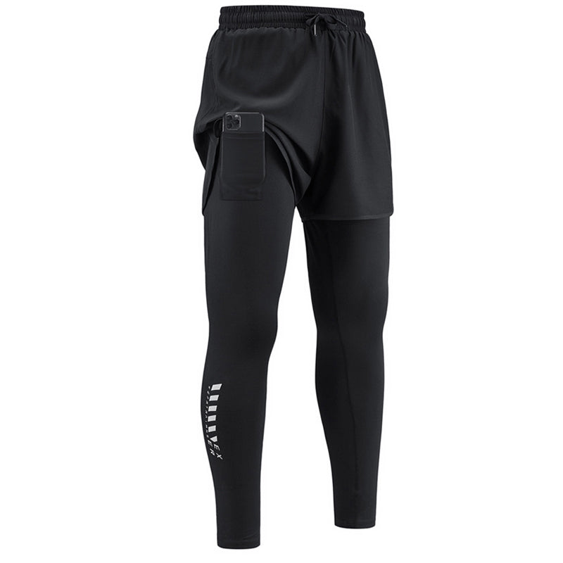🏃‍♂️ 48 % RABATT NÅ! 💨 Menns 2-i-1 løpetights med shorts – kompresjon og hurtigtørk – sportstights med lomme til mobilen 📱👖