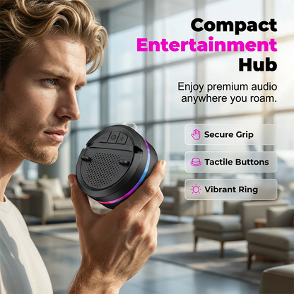 Bærbar Bluetooth-høyttaler med RGB-lys og telefonstativ